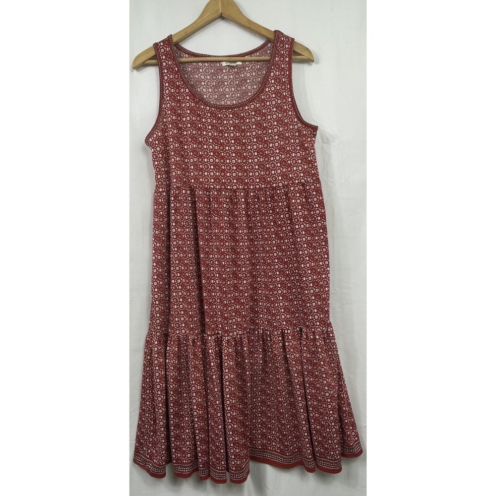 Max Studio Women's‎ Midi Tier Dress Brick Red Stretch Sleeveless Size S